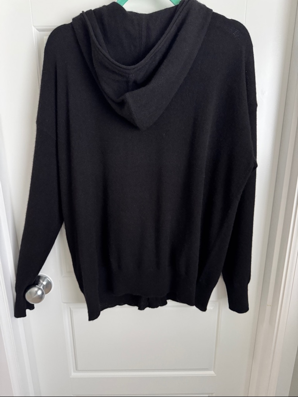 Black Cashmere Zip Up Hoodie Cardigan Sweater - Picture 2 of 6